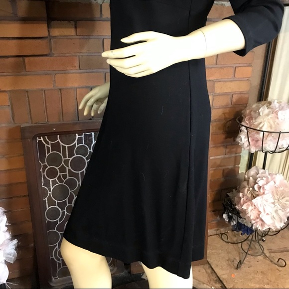 KAREN KANE BLACK KNIT DRESS WITH BROWN RABBIT FUR COLLAR (M) - Picture 11 of 15